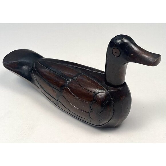 VTG MCM 10" Hand Carved Wooden Wood DUCK DECOY Figurine Art Tabletop Decor - Picture 2 of 5